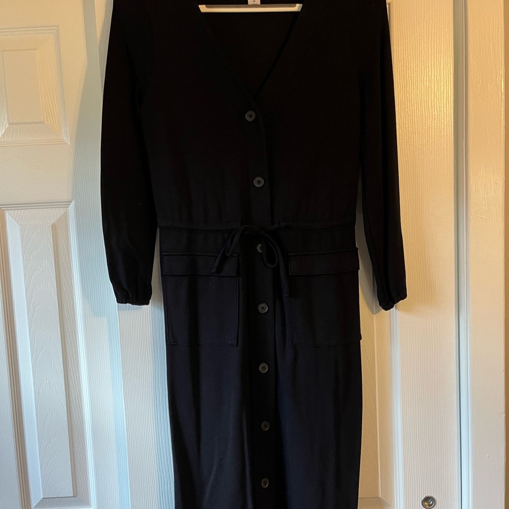 Old Navy Black Button Front 3/4 Sleeve Dress